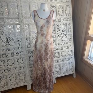 Vtg Rampage Sheer Floral Lace Ombre Dress Sz L Fits S/M Angel Ethereal Dainty